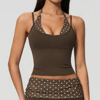 Women's Yoga Tank and Pilates Leggings - Sold as a Set or Separately, Polka Dot or Stripe, S-XL - Amora
