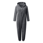 Women's Hooded Corduroy Jumpsuit - Fleece Lined Cat Ear Onesie with Pockets, Nine Colours, S-5XL - Amora