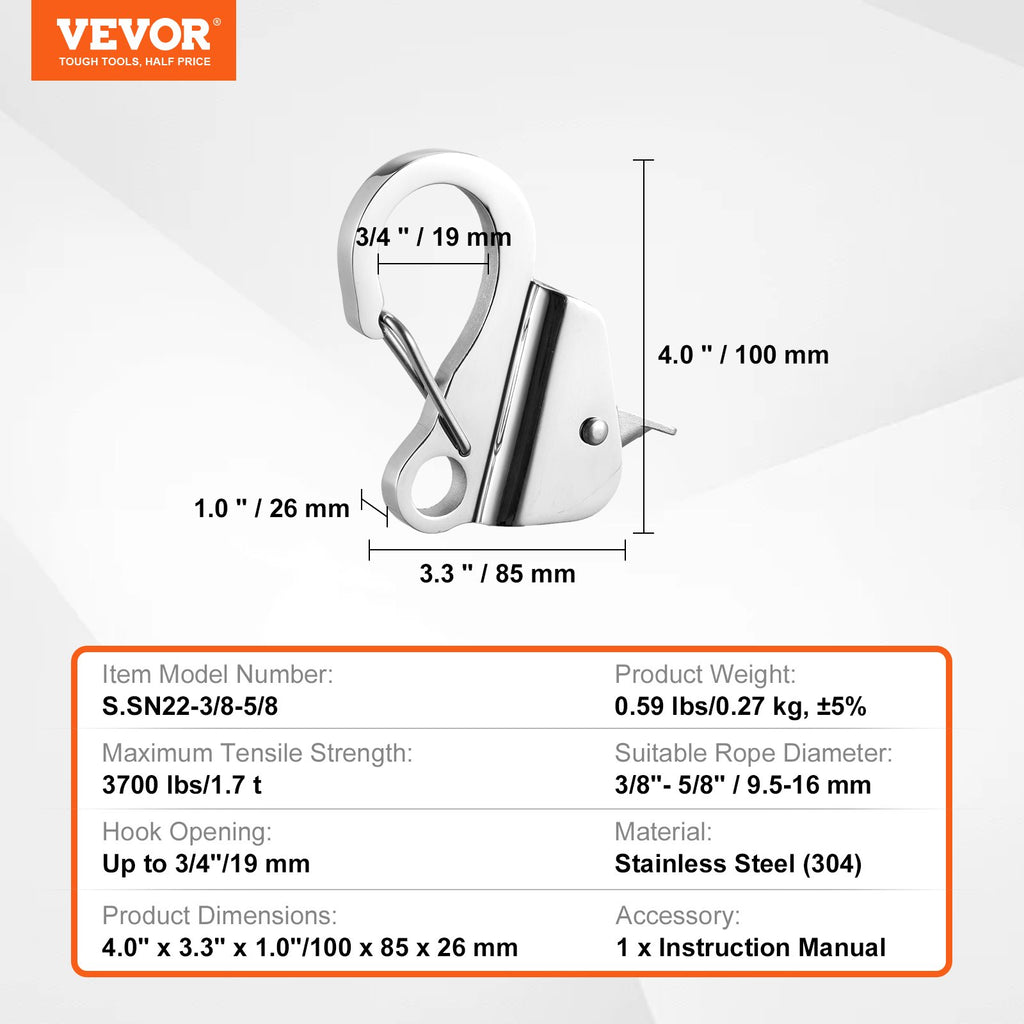 Boat Anchor Hook, 304 Stainless Steel Slide Anchor, Knotless Anchor System with Quick Release, Boat Anchor Hook Clips For