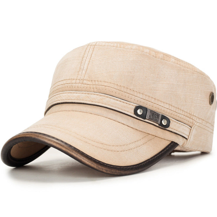 Cotton Flat Cap - Adjustable Short Brim Baker Boy Hat, Blue, Khaki, Black or Brown - Amora