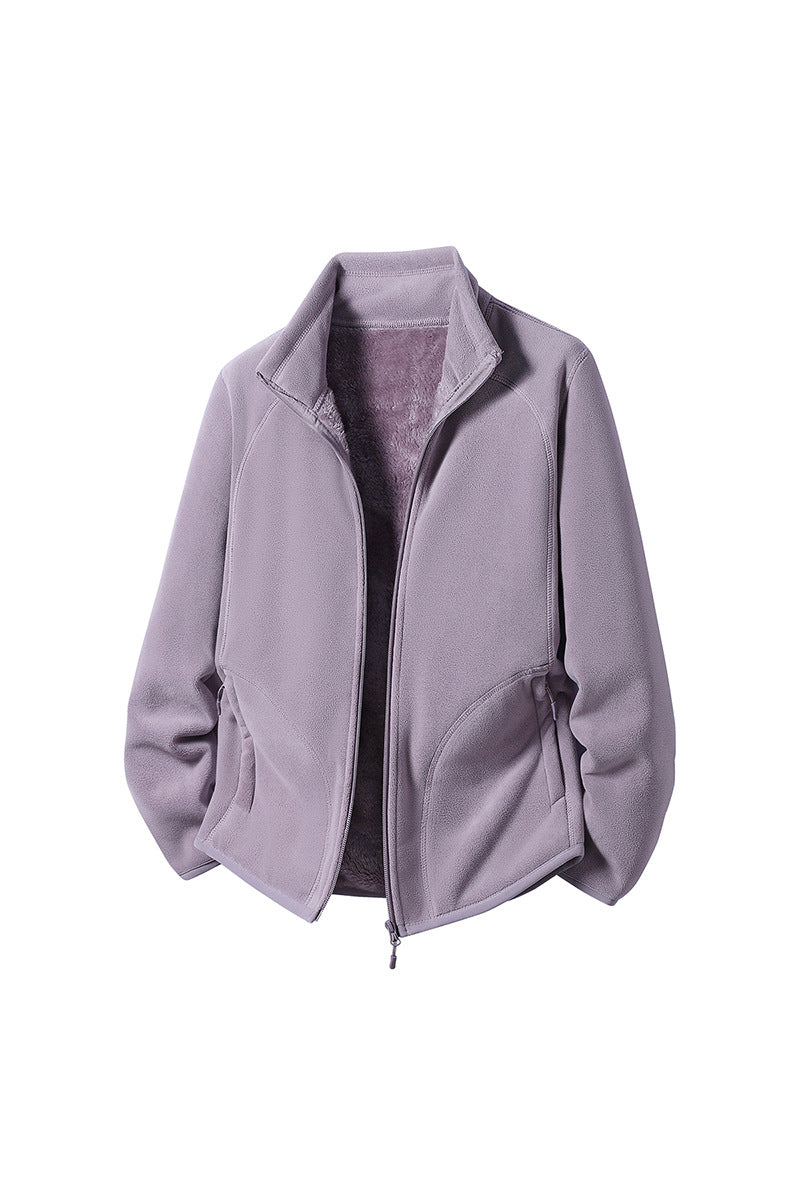 Double-Sided Polar Fleece Jacket - Thick Thermal Zip-Up Fleece, Eight Colours, M-5XL - Amora