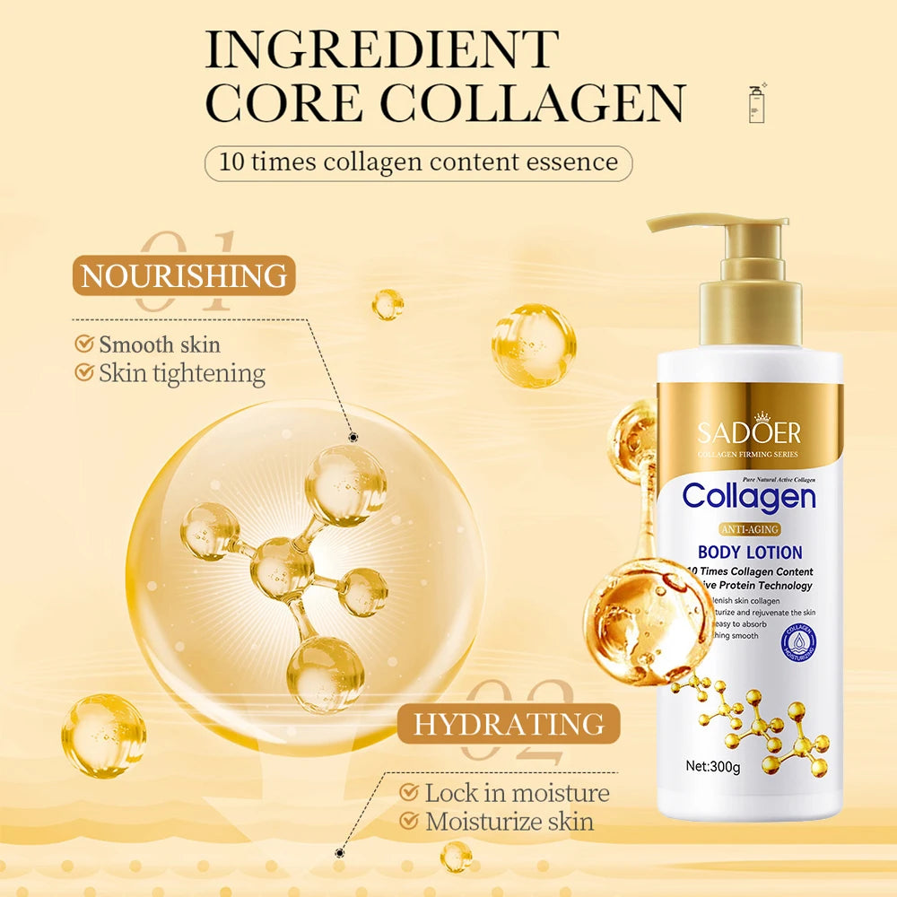Collagen-Infused Body Lotion for Firming and Hydration - Advanced Moisturizer for Dry, Sagging Skin, 300G
