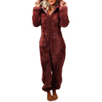 Women's Hooded Corduroy Jumpsuit - Fleece Lined Cat Ear Onesie with Pockets, Nine Colours, S-5XL - Amora