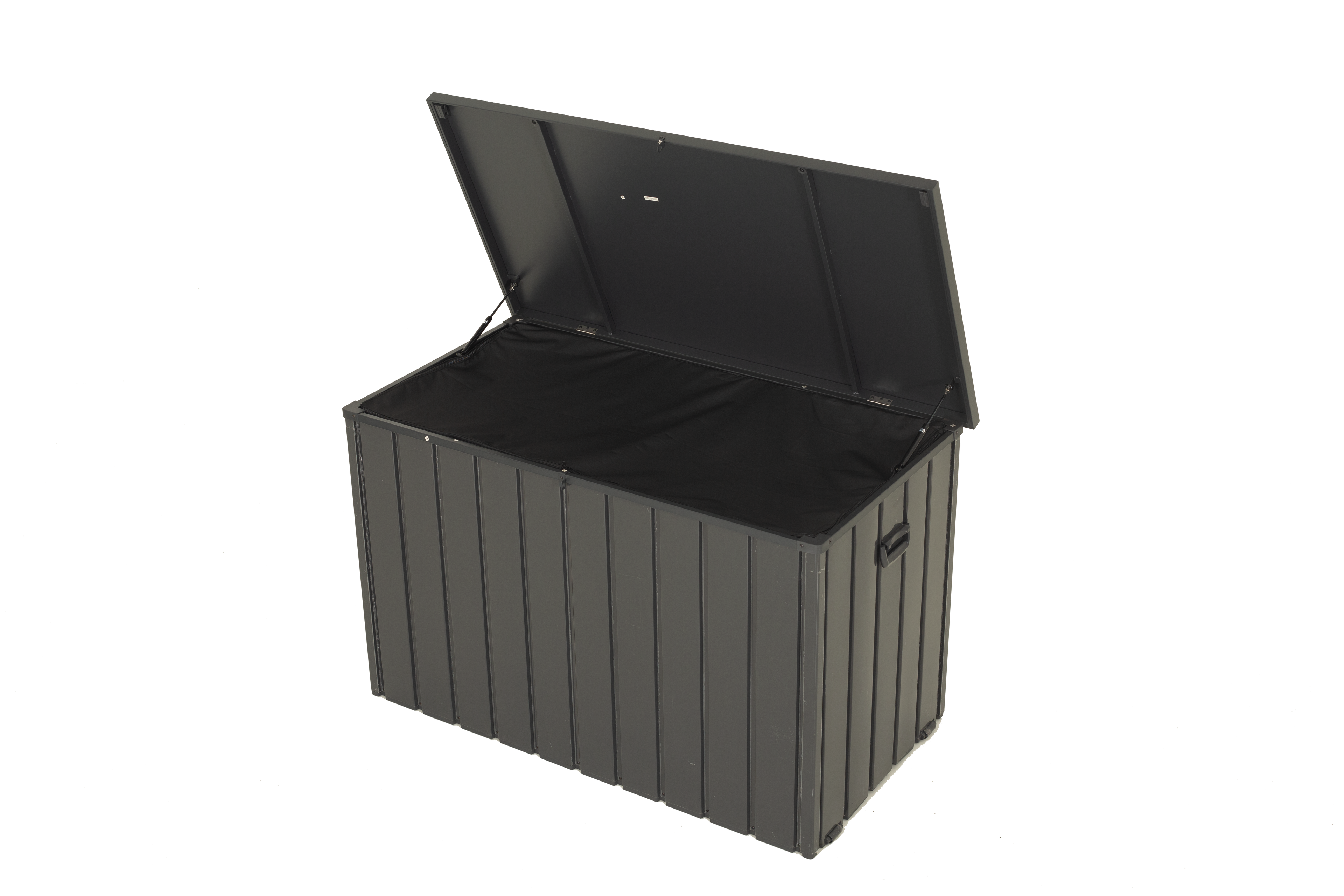 Outdoor Storage Box, 100 Gallon Metal Deck Box Built-In a Oxford Fabric Storage Bag, Lockable & Waterproof outside Patio Storage Box - Gray