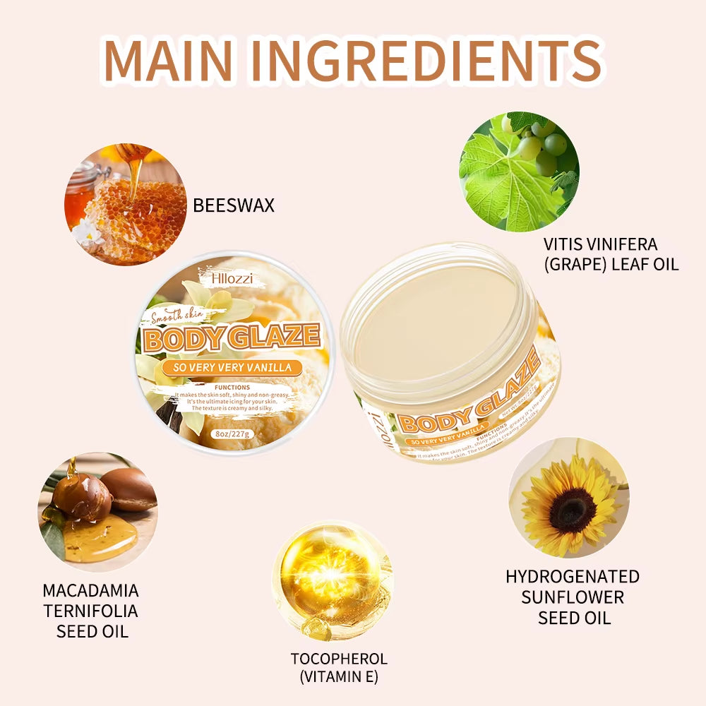 2Oz/8Oz Vanilla Body Glaze Nourishing Moisturizing Skin Care Body Butter Refreshing Non-Greasy Body Oil Moisturizing Skin