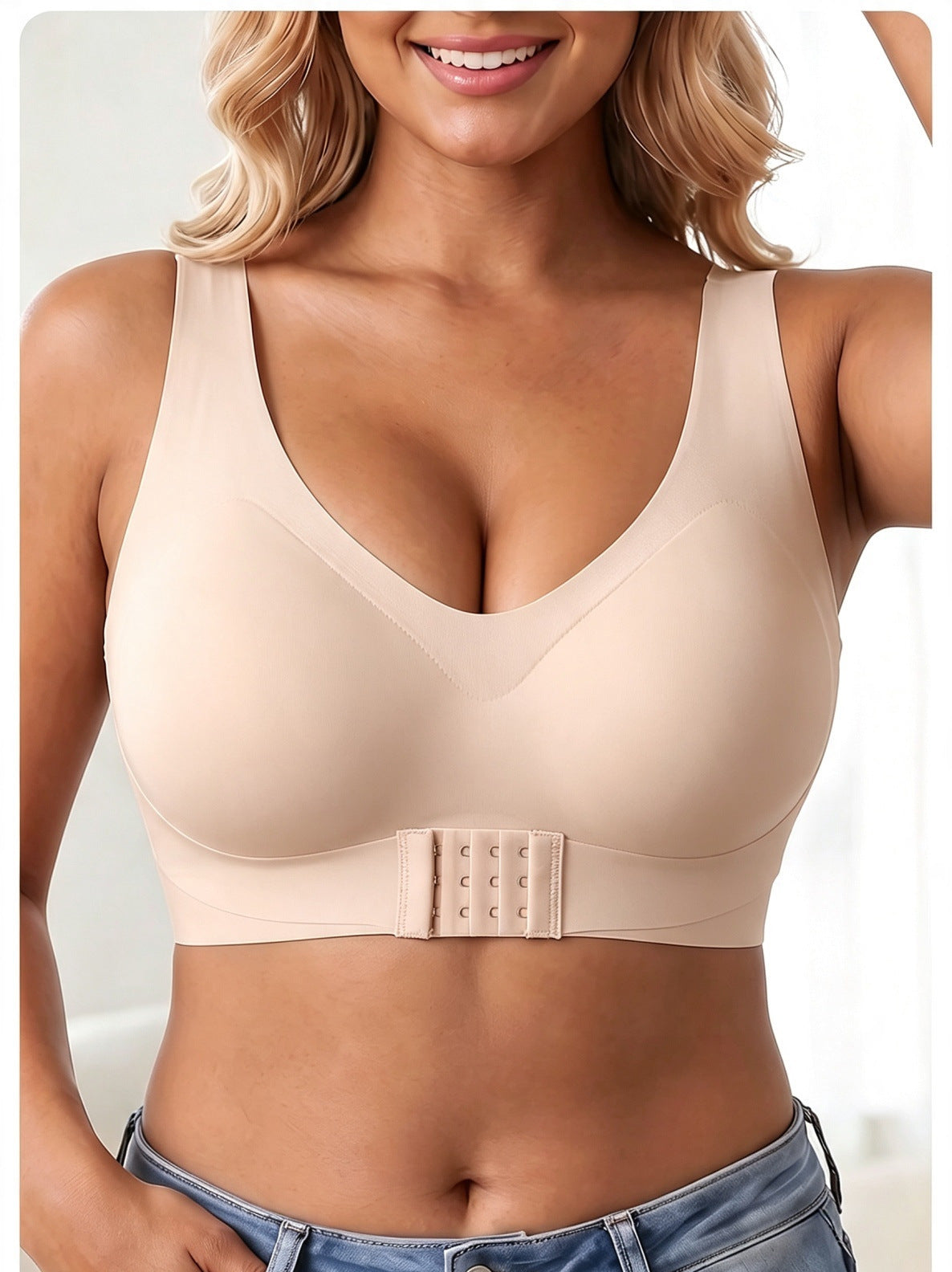 Women's Fixed Cup Sports Bra - High Impact Training Bra, Nude or Black, S-XXL - Amora