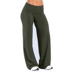 Women's Flared Yoga Trousers - Wide Leg Stretch Leggings with Flap Detail, Fifteen Colours, XS-XL - Amora