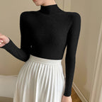 Women's Cashmere Blend Semi-High Neck Sweater - Seamless Slim Fit Knit Pullover, S-XXL - Amora