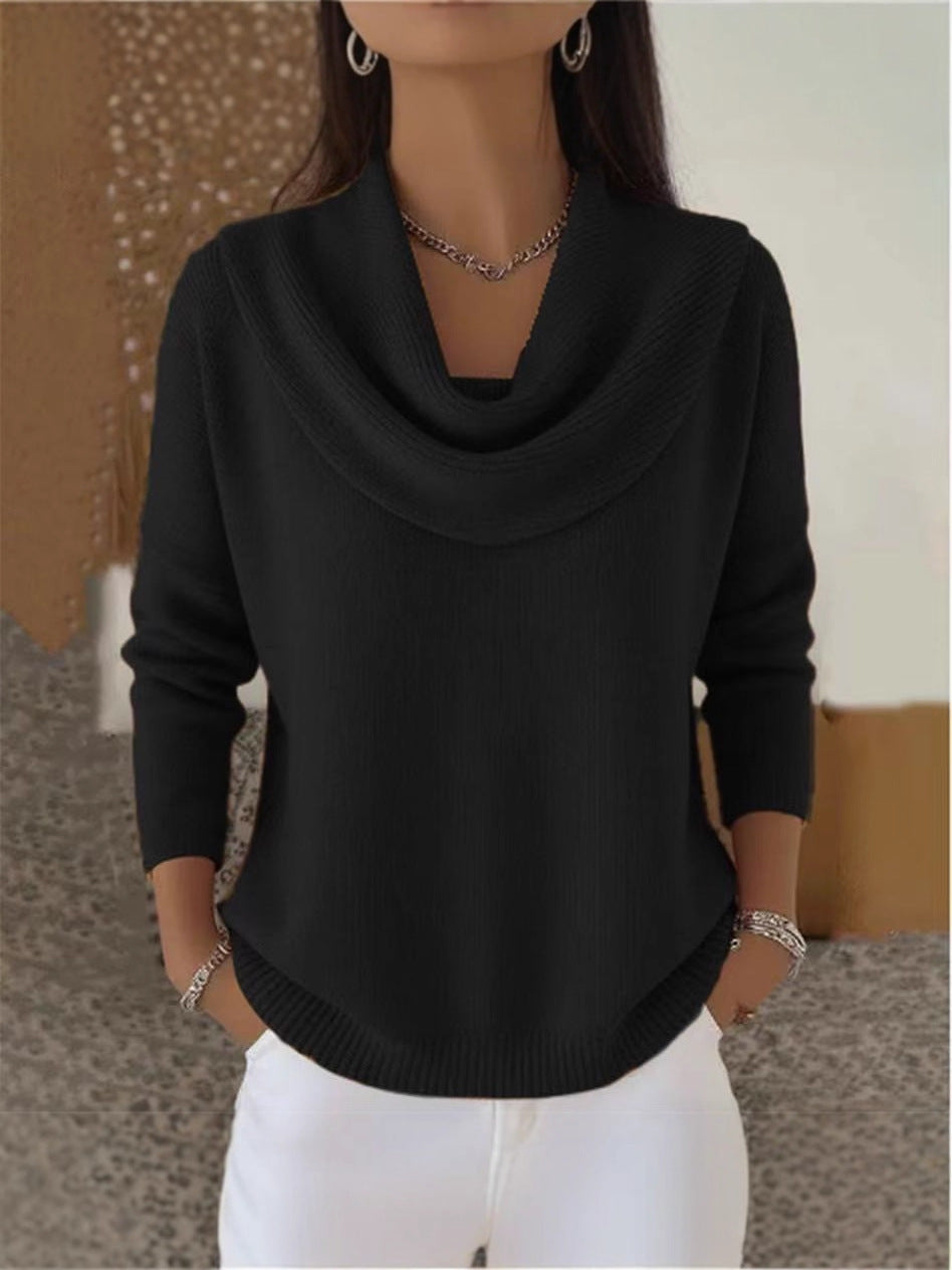 Women's Sequin Knit Sweater - Loose Fit Crew Neck Pullover, Twelve Colours, S-5XL - Amora