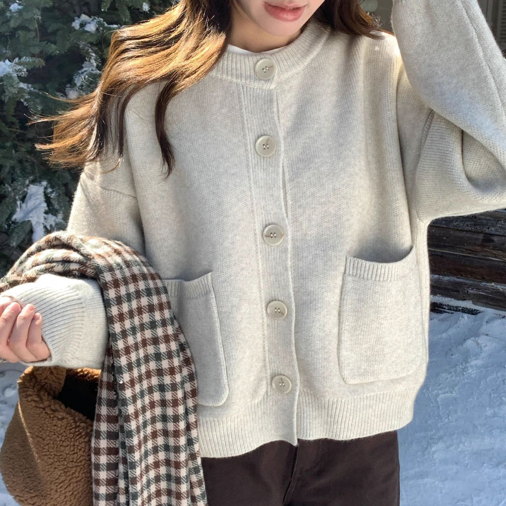 Women's Thick Knit Cardigan Coat - Button Front Longline Sweater Jacket, Loose Fit, S-3XL - Amora