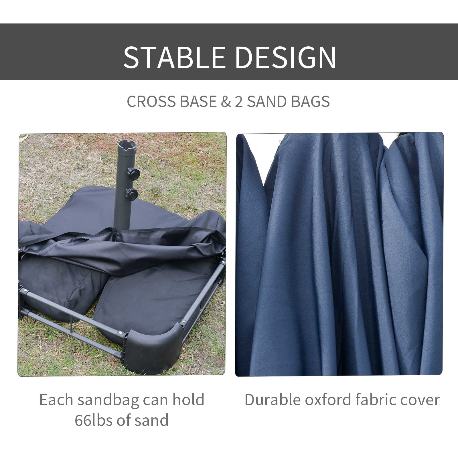 Double-Sided Patio Umbrella, Rust-Resistant Steel, Poolside Shade, Dark Blue