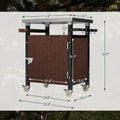 Outdoor Grill Cart with Stainless Steel Tabletop, Storage, Patio Kitchen Island with Wheels, Hooks, and Spice Rack, Waterproof Outdoor Grill Table, Movable BBQ Serving Cart Rolling Bar Cart