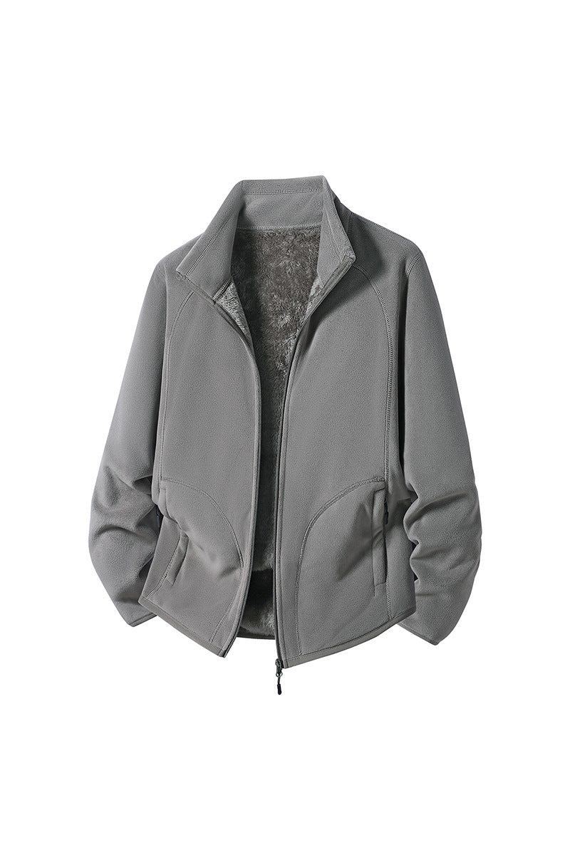 Double-Sided Polar Fleece Jacket - Thick Thermal Zip-Up Fleece, Eight Colours, M-5XL - Amora
