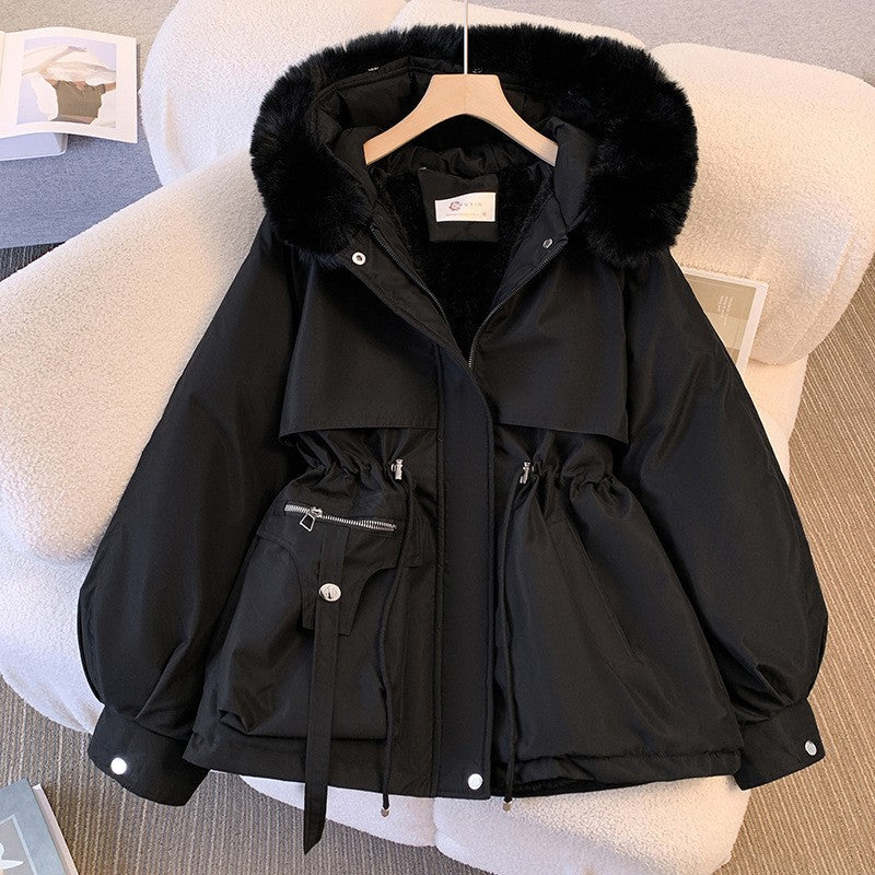 Women's Fleece-Lined Hooded Puffer Jacket - Thick Padded Slim Fit Winter Coat, Black, Beige or Khaki, M-3XL - Amora