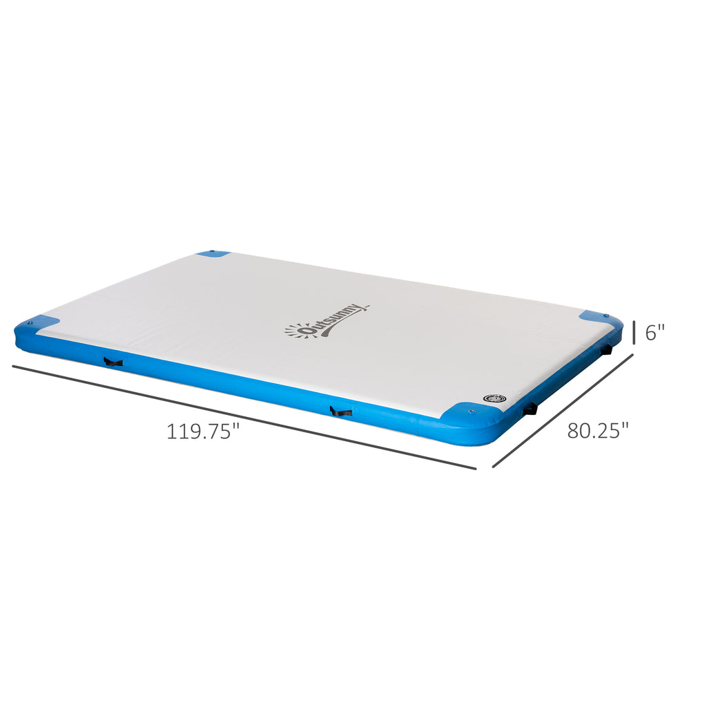 10 X 7Ft Water Inflatable Floating Dock, Inflatable Platform Island, Large Floating Mat Raft with Air Pump & Backpack, for Pool, Beach, Ocean, White