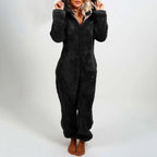 Women's Hooded Corduroy Jumpsuit - Fleece Lined Cat Ear Onesie with Pockets, Nine Colours, S-5XL - Amora