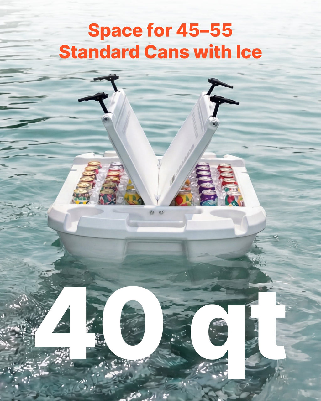 Floating Cooler, 40 QT Floating Ice Chest with Dry Storage & Tow Rope, Premium LLDPE Amphibious Drink Cooler for Water & Land, Cruise Smoothly Stable on Lake, River, Pool, Beach, Kayak, White