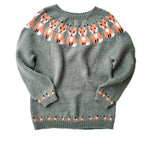 Women's Colourblock Jacquard Knit Sweater - Geometric Pattern Round Neck Pullover, Loose Fit, S-5XL - Amora