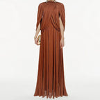 Women's Chiffon Maxi Dress - Pleated Round Neck Sleeveless Dress, Six Colours, XS-3XL - Amora