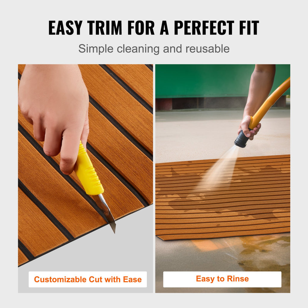 Boat Flooring, EVA Foam Boat Decking 94.5" X 35.4", Non-Slip Self-Adhesive Flooring, 23.2 Sq.Ft Marine Carpet for Boats, Yacht, Pontoon, Kayak Decking