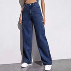 Women's High Waisted Straight Leg Jeans - Retro Washed Loose Denim, Nine Colours, XS-5XL - Amora