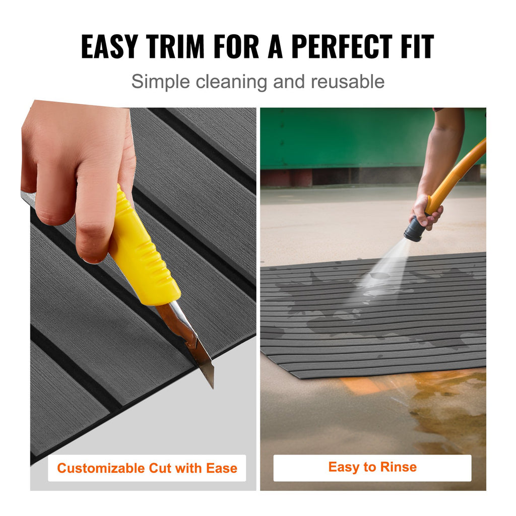 Boat Flooring, EVA Foam Boat Decking 94.5" X 23.6", Non-Slip Self-Adhesive Flooring, 15.5 Sq.Ft Marine Carpet for Boats, Yacht, Pontoon, Kayak Decking