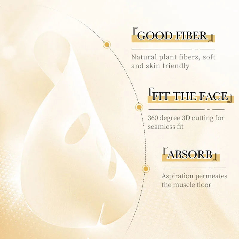 15Pcs  24K Gold Vitamin C Hyaluronic Acid Facial Masks for Face Moisturizing Firming Hydrating Face Mask Facial Skin Care