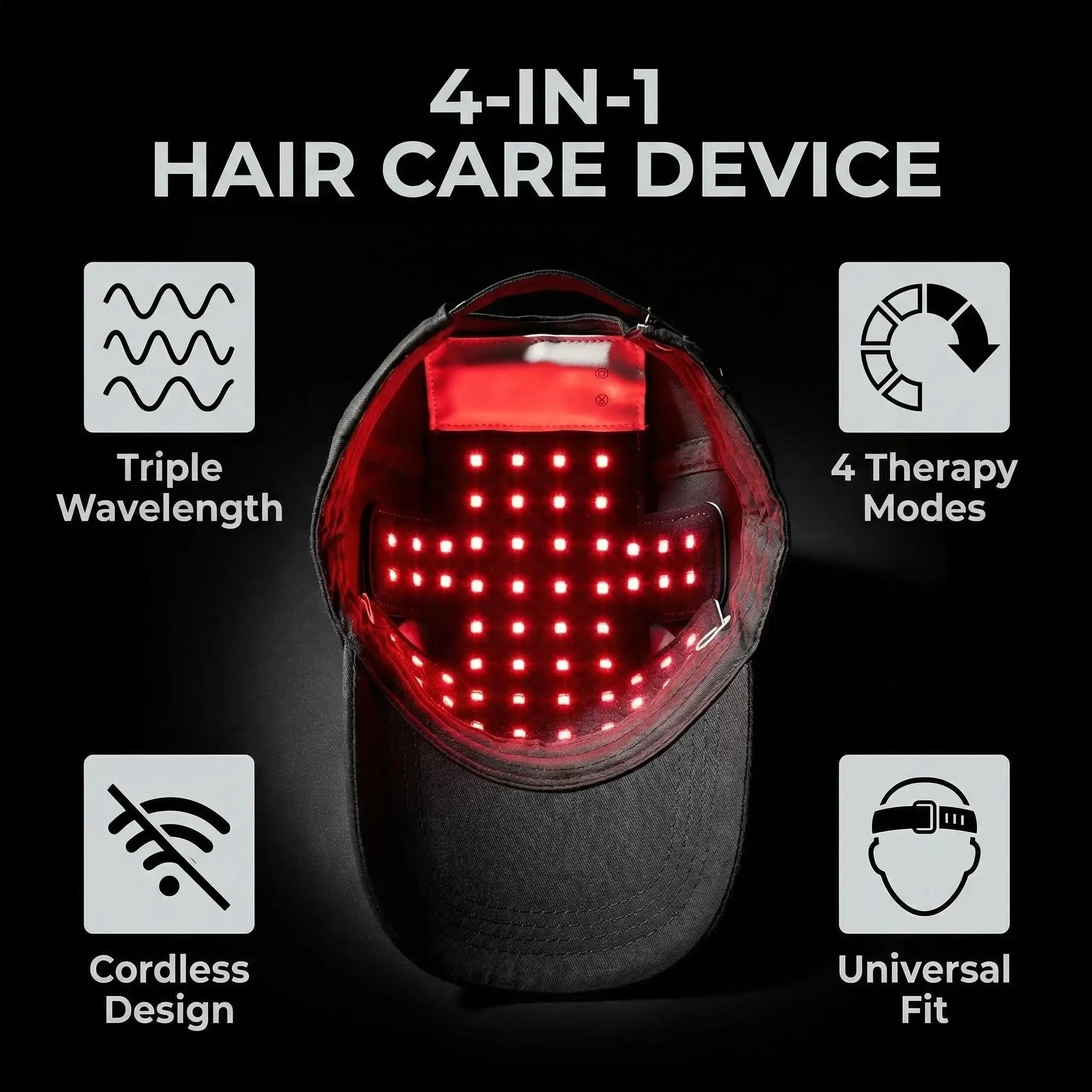 Red Light Therapy for Hair Fast Growth Cap Red&Infrared Light Therapy Device for Hair Loss Treatment with USB Charging Anti-Hair