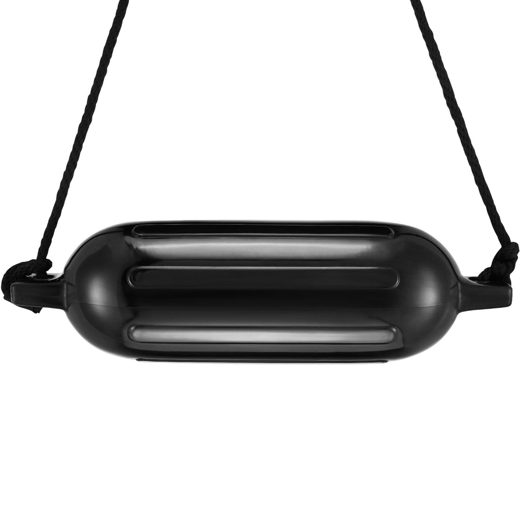 Boat Fenders, 5.5 X 20 Boat Bumpers for Docking, Inflatable Ribbed Fender with Center Holes, Marine Boat Dock Fender Bumper with Air Pump, 4 Needles and 4 Ropes and Storage Bag, Black