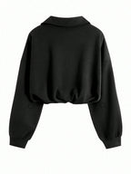 Women's Half Zip Jacket - Cropped Waist-Shaping Casual Jacket, Six Colours, S-XXL - Amora