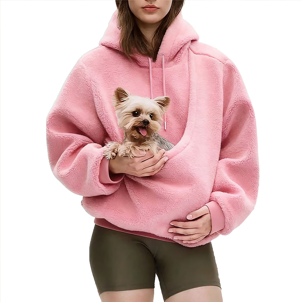 Women's Hooded Pullover Sweatshirt - Loose Fit Top with Front Pet Pocket, Seven Colours, S-XXL - Amora