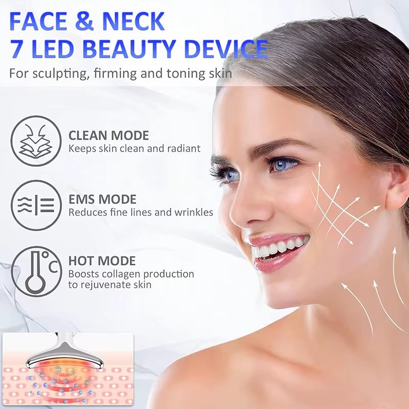 7 Color Neck Face Lifter Ems Neck Face Lifting Massager Skin Tighten Device Led Photon Therapy anti Wrinkle Double Chin Remover
