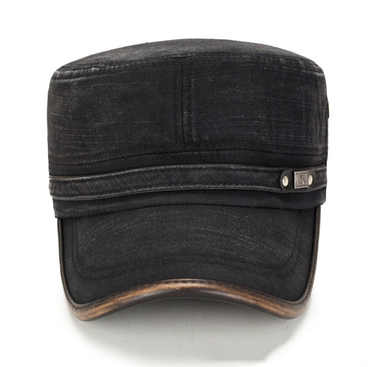 Cotton Flat Cap - Adjustable Short Brim Baker Boy Hat, Blue, Khaki, Black or Brown - Amora