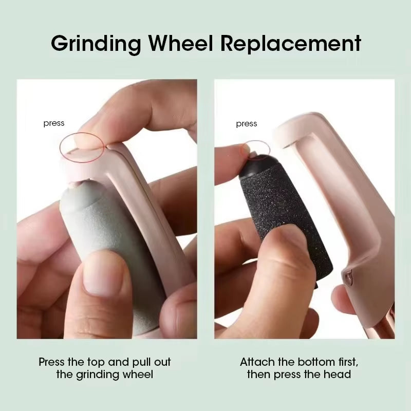 NEW USB Electric Dead Skin Pedicure Automatic Foot Grinder Rechargeable Roller Feet Pedicure Tool with 2 Removable Roller Heads