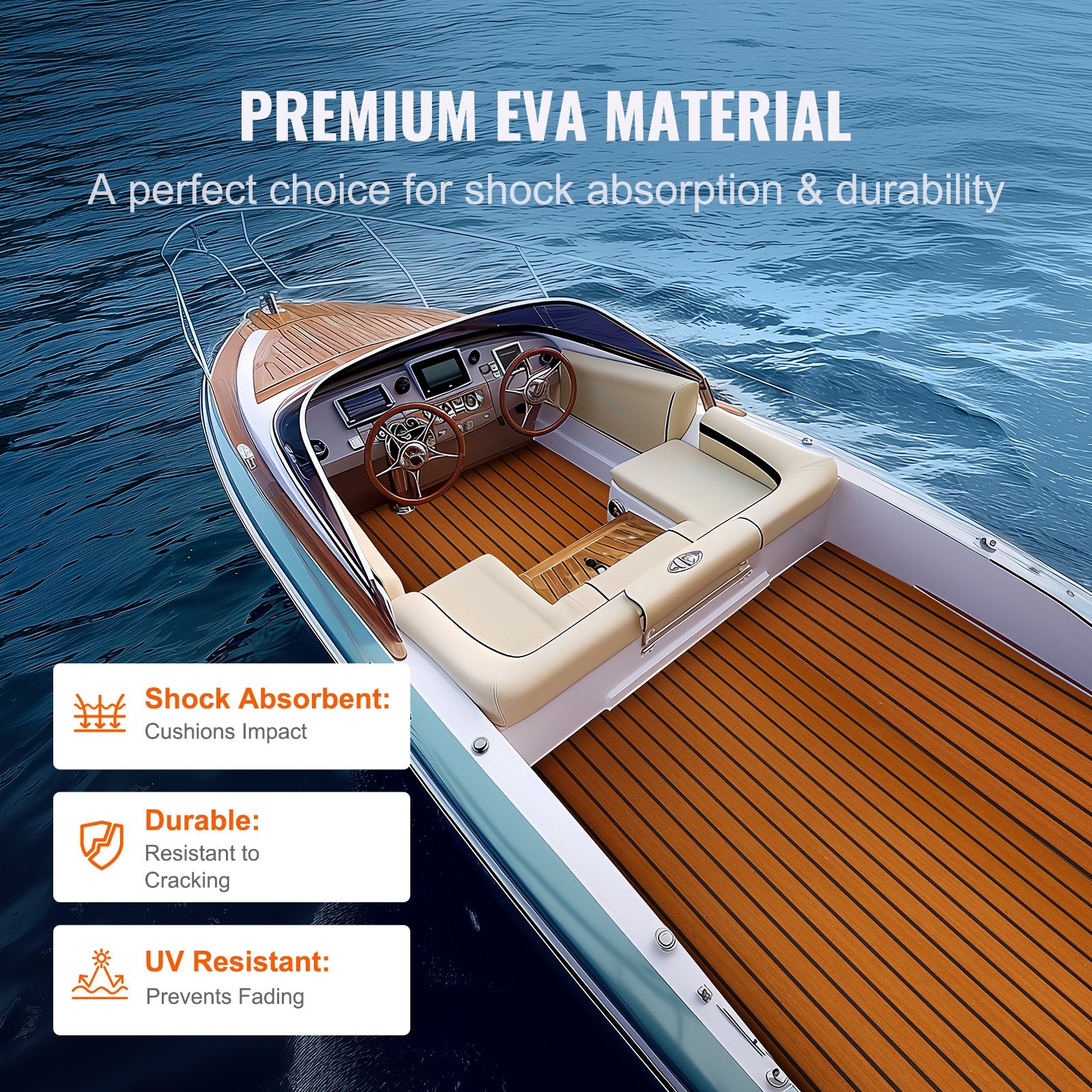 Boat Flooring, EVA Foam Boat Decking 94.5" X 35.4", Non-Slip Self-Adhesive Flooring, 23.2 Sq.Ft Marine Carpet for Boats, Yacht, Pontoon, Kayak Decking