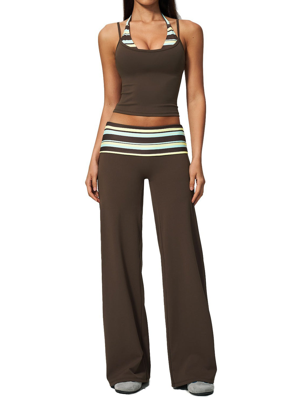 Women's Yoga Tank and Pilates Leggings - Sold as a Set or Separately, Polka Dot or Stripe, S-XL - Amora