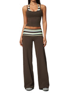 Women's Yoga Tank and Pilates Leggings - Sold as a Set or Separately, Polka Dot or Stripe, S-XL - Amora
