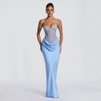 Women's Lace Slip Dress - Sleeveless Slim Fit Evening Dress, Red, Blue, Black or Pink, XS-L - Amora