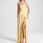 Women's Slit Maxi Dress - Sleeveless High Waist Bodycon Dress, Eight Colours, S-3XL - Amora