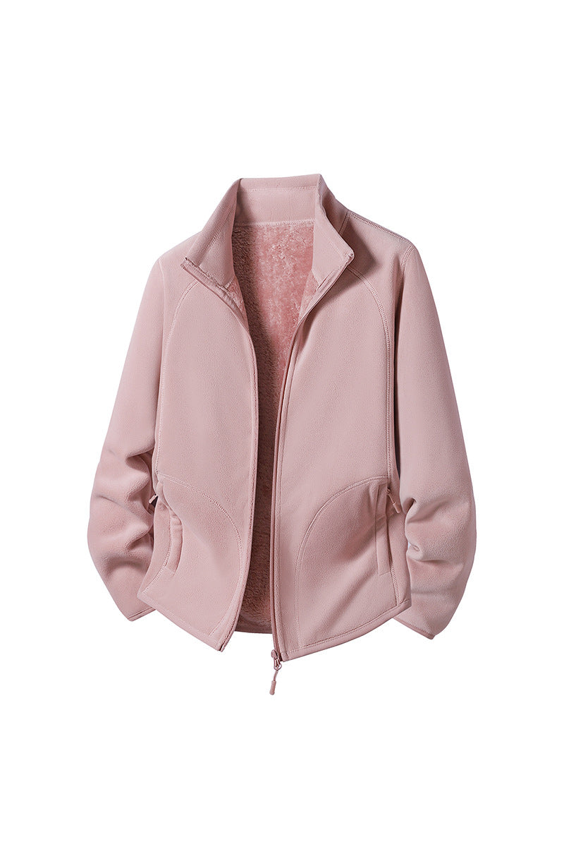 Double-Sided Polar Fleece Jacket - Thick Thermal Zip-Up Fleece, Eight Colours, M-5XL - Amora