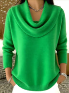 Women's Sequin Knit Sweater - Loose Fit Crew Neck Pullover, Twelve Colours, S-5XL - Amora
