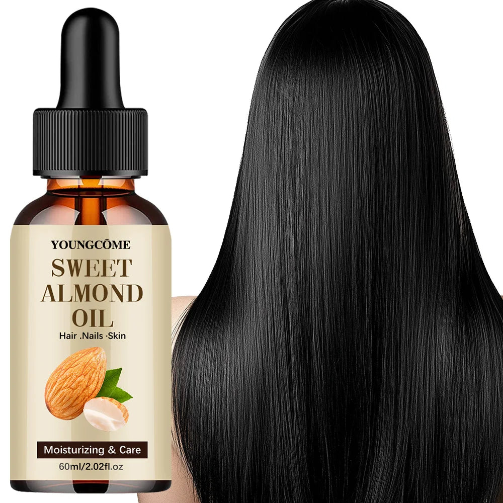 SWEET ALMOND OIL for Hair Growth Scalp Treatment Lightweight Hair Oil 100% Pure, Unrefined Oil from Honduras, Strengthens Adds