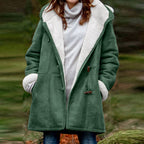 Women's Faux Fur Collar Suede Jacket - Button Front Lapel Jacket with Pockets, Ten Colours, S-5XL - Amora