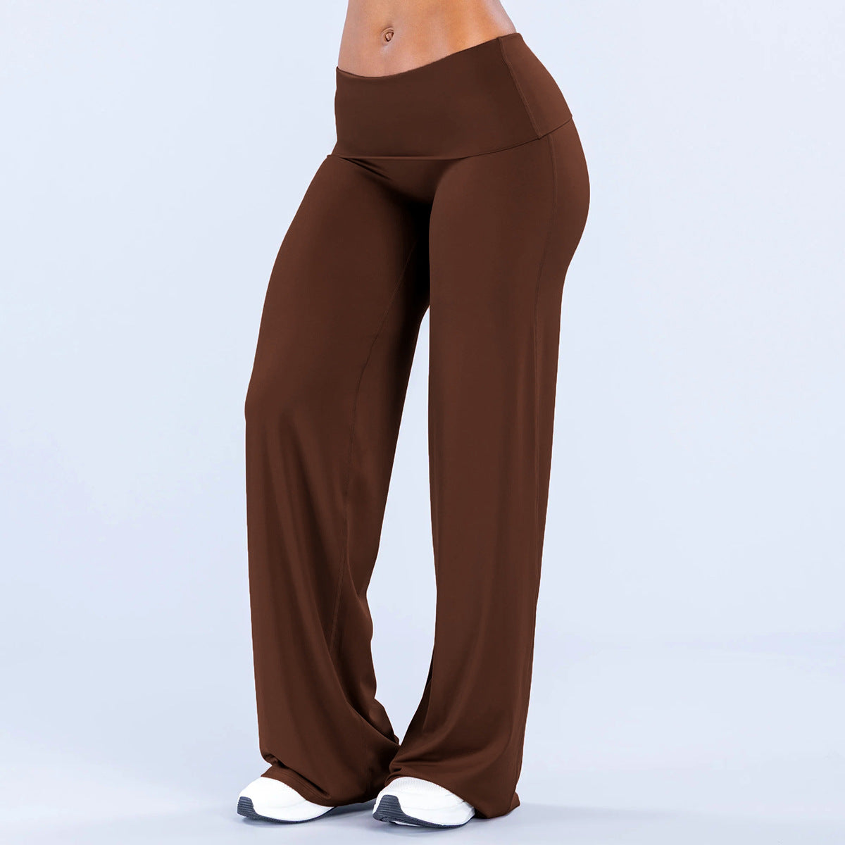 Women's Flared Yoga Trousers - Wide Leg Stretch Leggings with Flap Detail, Fifteen Colours, XS-XL - Amora