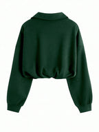 Women's Half Zip Jacket - Cropped Waist-Shaping Casual Jacket, Six Colours, S-XXL - Amora