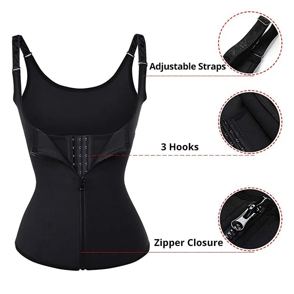 Waist Trainer Tank Top for Women Zipper Body Shaper Tummy Control Sleeveless Top Women'S Activewear Body Shaping Underwear
