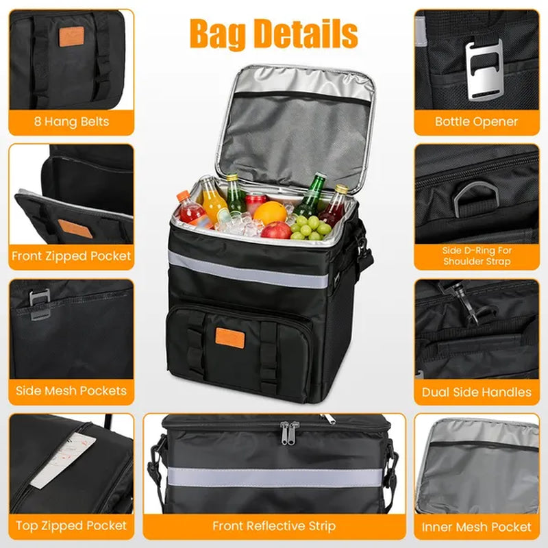 35L Rolling Cooler Bag 2-In-1 Insulated Lunch Backpack with Telescopic Handle Wheels Adjustable Shoulder Strap Portable Thermal Cooler Bag for Camping Picnic Beach Fishing