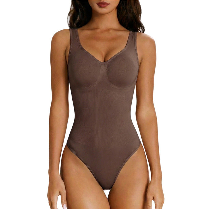 Women's Waist Cinching Body Shaper - Seamless Strapless Shaping Bodysuit, Black, Nude or Brown, S-3XL - Amora