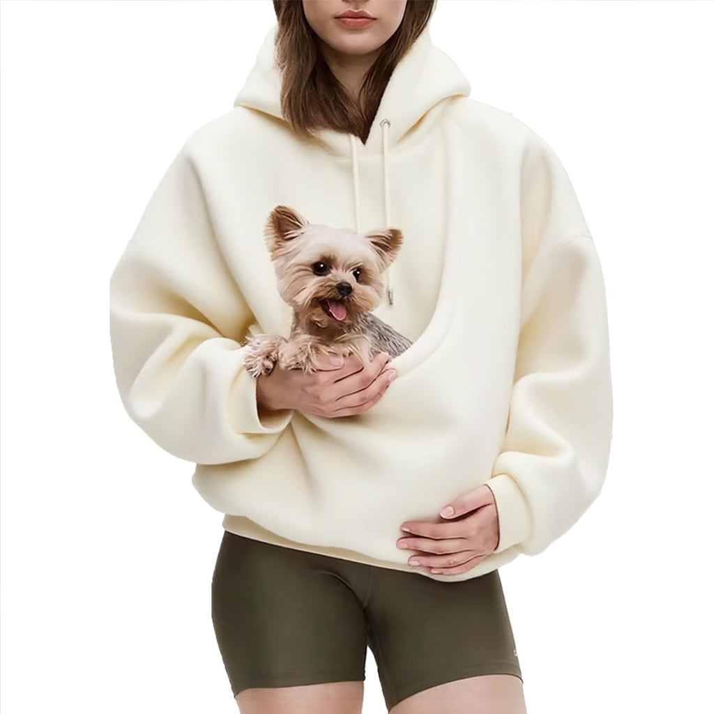 Women's Hooded Pullover Sweatshirt - Loose Fit Top with Front Pet Pocket, Seven Colours, S-XXL - Amora