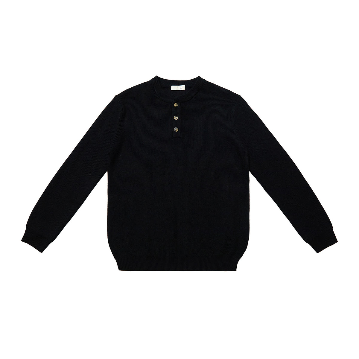 Ribbed Henley Knit Sweater - Horn Button Collar Pullover, Viscose Blend, White, Black & Khaki, M-XXL - Amora